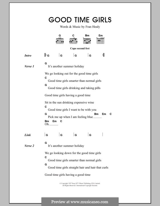 Good Time Girls (Travis): Letras e Acordes by Fran Healy