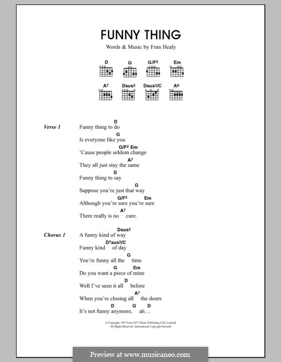 Funny Thing (Travis): Letras e Acordes by Fran Healy