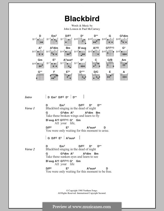 Blackbird (The Beatles): Letras e Acordes by John Lennon, Paul McCartney