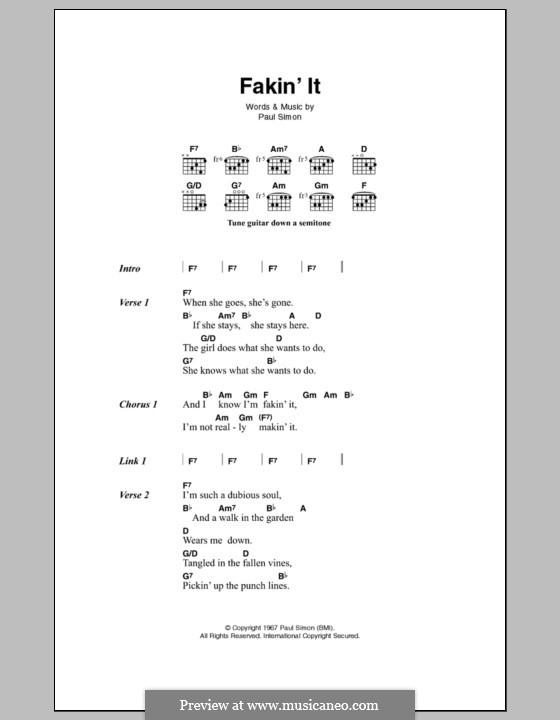 Fakin' It (Simon & Garfunkel): Letras e Acordes by Paul Simon