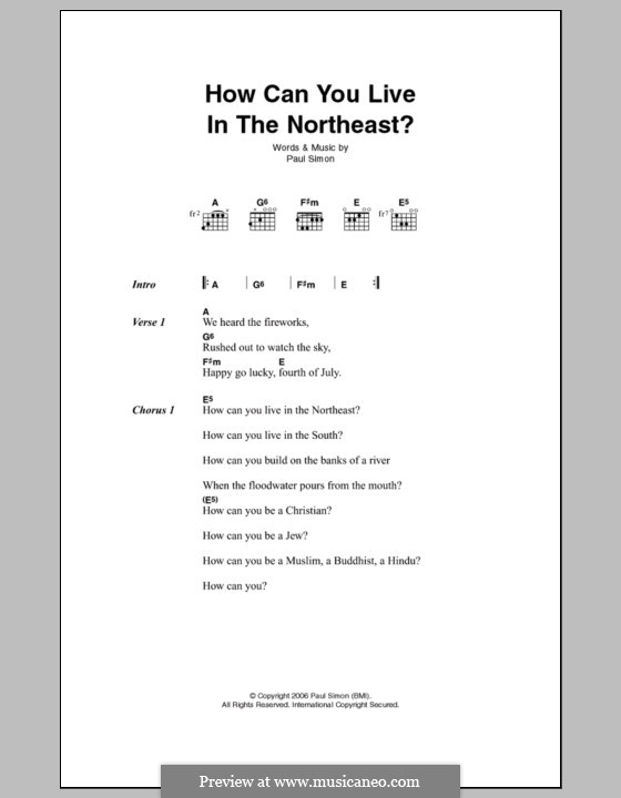 How Can You Live in the Northeast: Letras e Acordes by Paul Simon