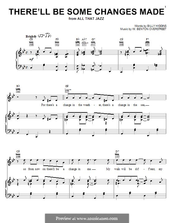 There'll Be Some Changes Made: Para vocais e piano (ou Guitarra) by W. Benton Overstreet