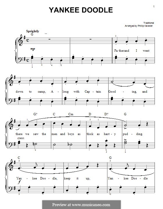 Yankee Doodle: Facil para o piano by folklore
