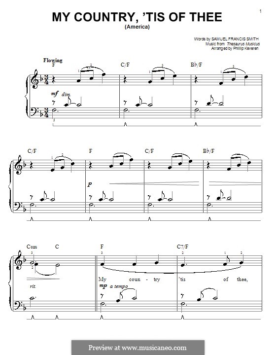 My Country, 'Tis Of Thee (America): Para Piano by folklore