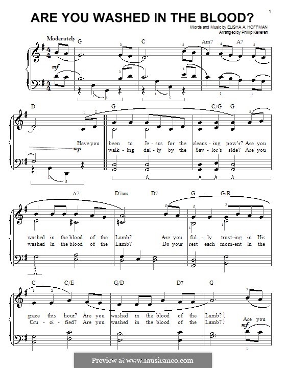 Are You Washed in the Blood?: Facil para o piano by Elisha Albright Hoffman
