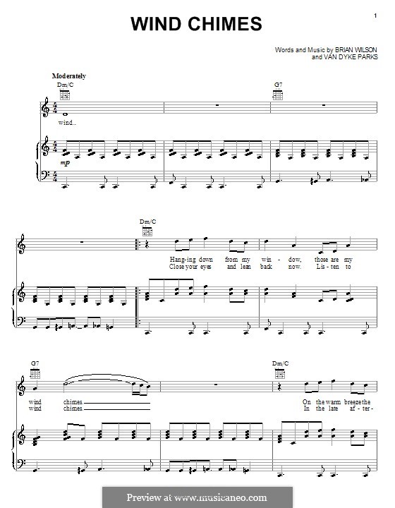 Wind Chimes (The Beach Boys): Para vocais e piano (ou Guitarra) by Brian Wilson, Van Dyke Parks