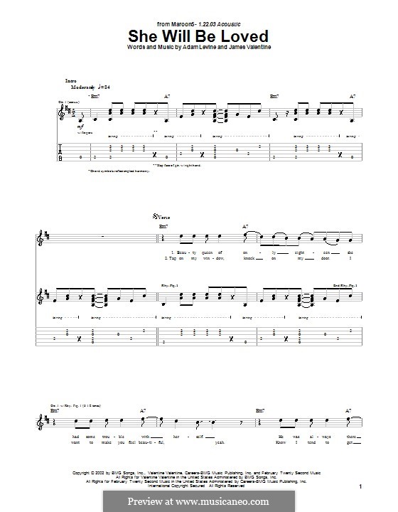 She Will Be Loved (Maroon 5): Para guitarra com guia by Adam Levine, James Valentine