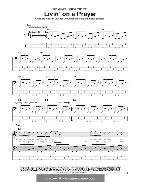 Guitar version: para baixo com guia by Desmond Child, Jon Bon Jovi, Richie Sambora