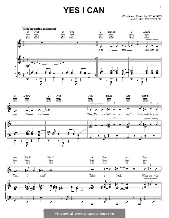 Yes I Can: Para vocais e piano (ou Guitarra) by Charles Strouse