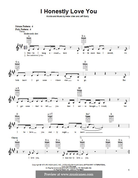 I Honestly Love You: para guitarras (com dedilhado) by Jeff Barry, Peter Allen