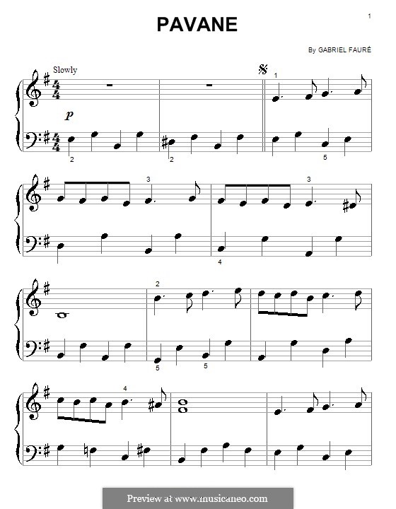 Pavane, Op.50: para piano (versão facil) by Gabriel Fauré