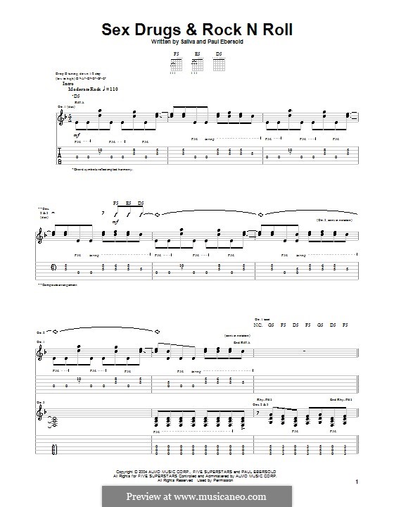Sex Drugs and Rock n Roll (Saliva): Para guitarra com guia by Paul Ebersold
