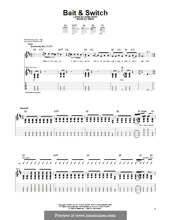 Bait & Switch (Saliva): Para guitarra com guia by Josey Scott