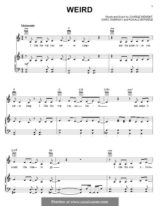 Weird (Hilary Duff): Para vocais e piano (ou Guitarra) by Charlie Midnight, Marc Swersky, Ronald Entwistle