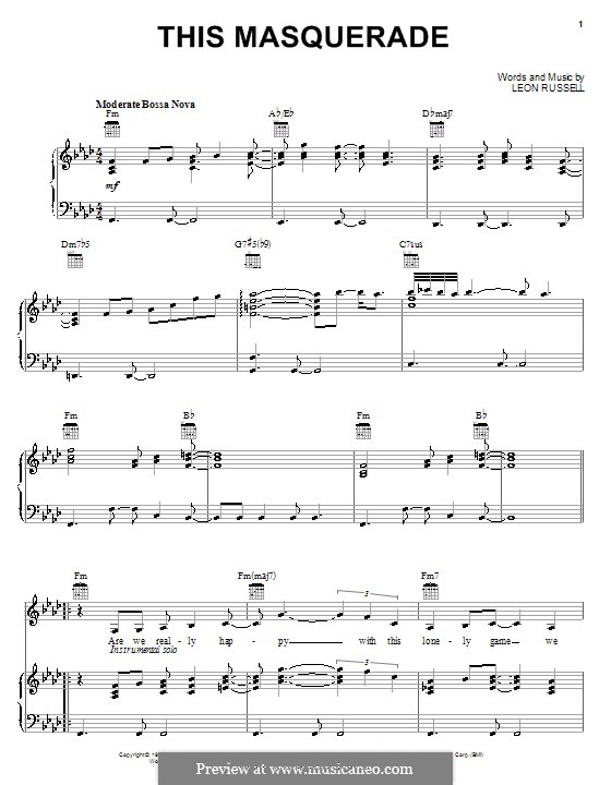 This Masquerade: Para vocais e piano (ou Guitarra) by Leon Russell