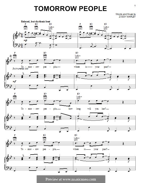 Tomorrow People: Para vocais e piano (ou Guitarra) by Ziggy Marley