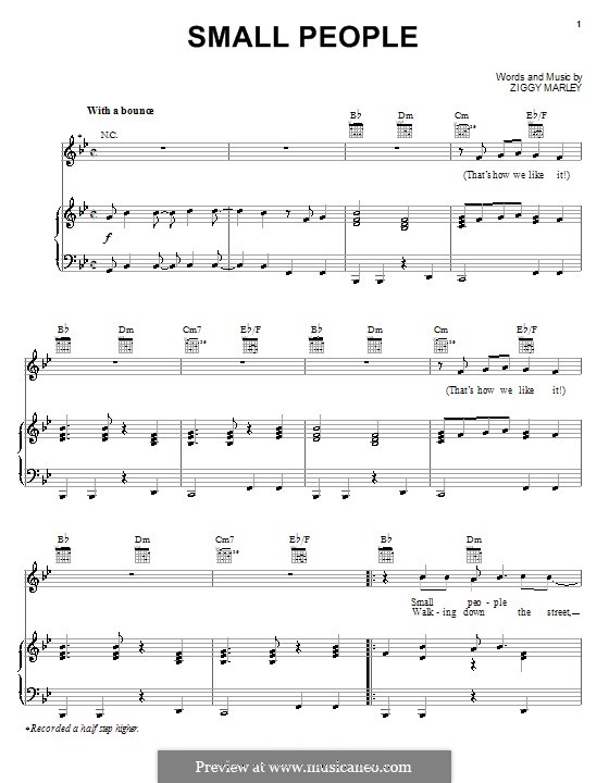 Small People: Para vocais e piano (ou Guitarra) by Ziggy Marley