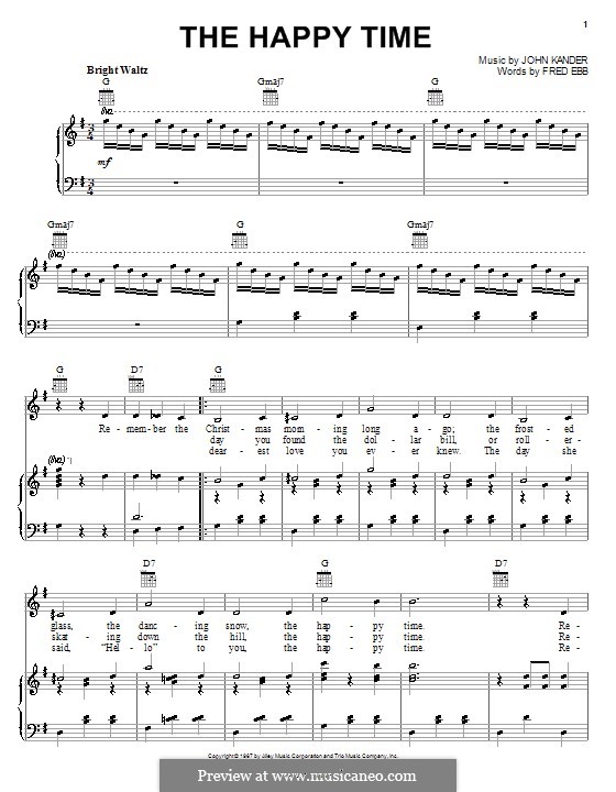 The Happy Time: Para vocais e piano (ou Guitarra) by John Kander
