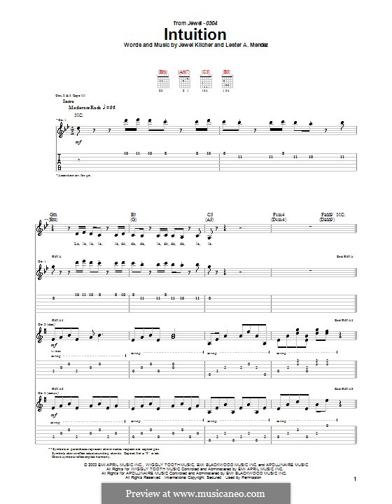 Intuition (Jewel): Para guitarra com guia by Jewel Kilcher, Lester A. Mendez