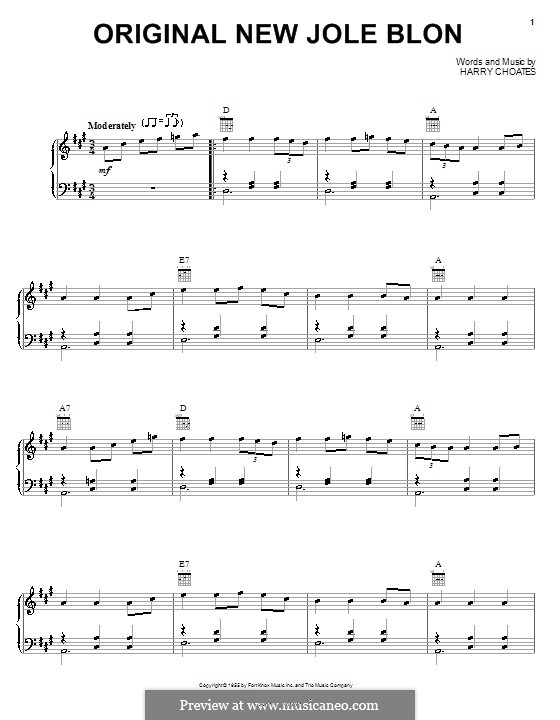 Original New Jole Blon: Para vocais e piano (ou Guitarra) by Harry Choates