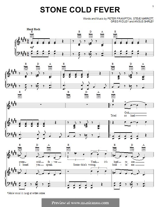 Stone Cold Fever (Peter Frampton): Para vocais e piano (ou Guitarra) by Angus Shirley, Greg Ridley, Steve Marriott