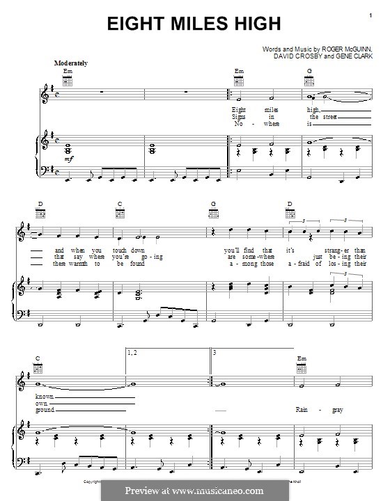 Eight Miles High (The Byrds): Para vocais e piano (ou Guitarra) by David Crosby, Gene Clark, James Roger McGuinn