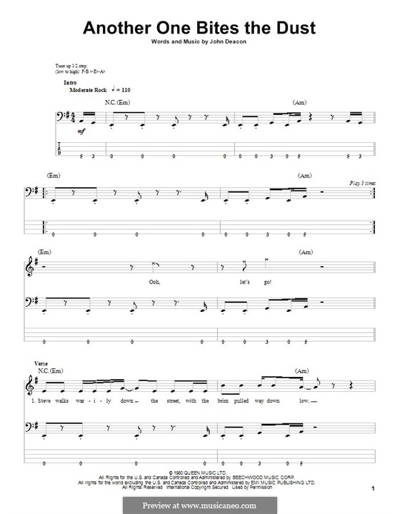 Another One Bites the Dust (Queen): para baixo com guia by John Deacon