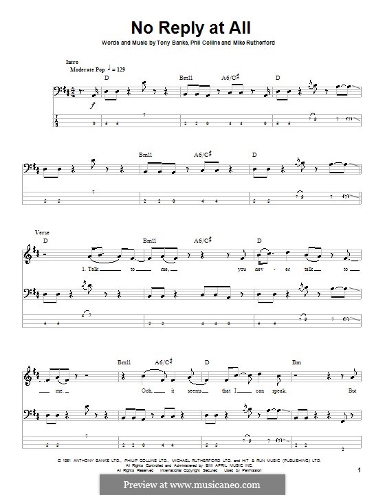 No Reply At All (Genesis): para baixo com guia by Tony Banks, Mike Rutherford, Phil Collins