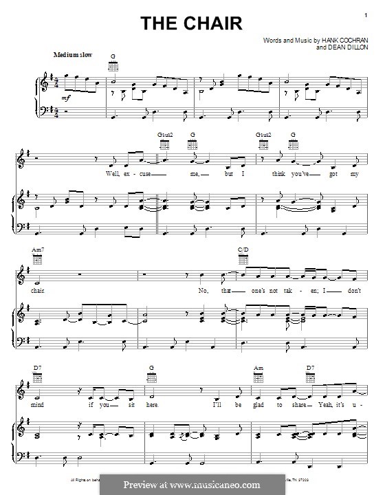 The Chair (George Strait): Para vocais e piano (ou Guitarra) by Dean Dillon, Hank Cochran