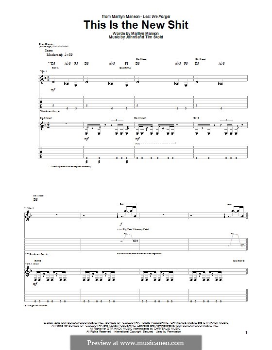 This is the New Shit: Para guitarra com guia by Marilyn Manson, Tim Skold