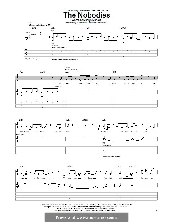 The Nobodies: Para guitarra com guia by Marilyn Manson