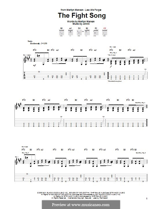 The Fight Song (Marilyn Manson): Para guitarra com guia by Brian Warner, John Lowery