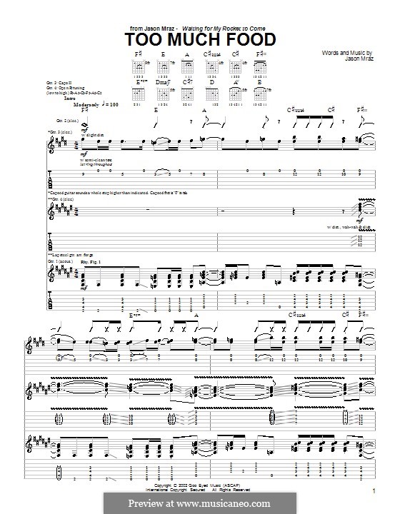 Too Much Food: Para guitarra com guia by Jason Mraz