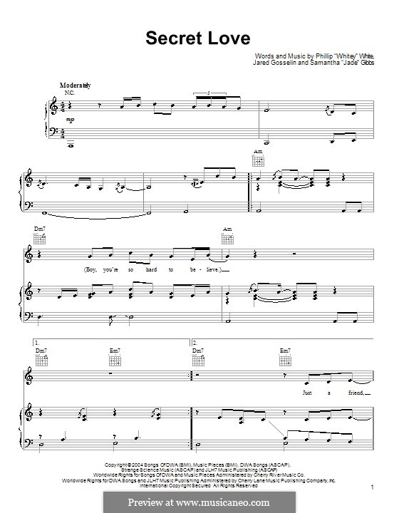 Secret Love (from Shark Tale): Para vocais e piano (ou Guitarra) by Jared Gosselin, Phillip 'Whitey' White, Samantha 'Jade' Gibbs