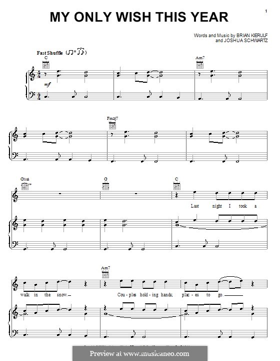 My Only Wish This Year (Britney Spears): Para vocais e piano (ou Guitarra) by Brian Kierulf, Joshua Schwartz