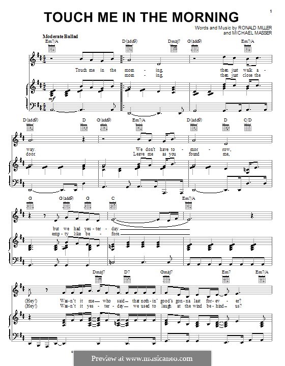 Touch Me in the Morning (Diana Ross): Para vocais e piano (ou Guitarra) by Michael Masser