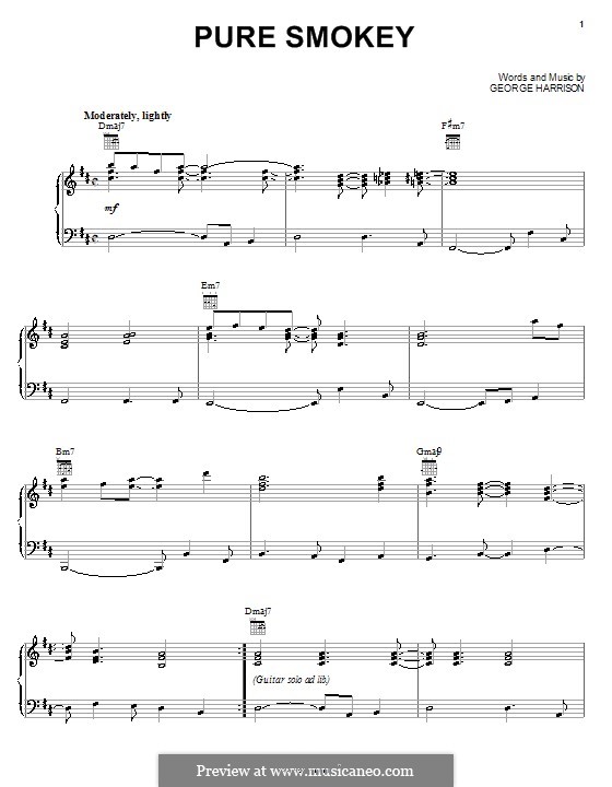 Pure Smokey: Para vocais e piano (ou Guitarra) by George Harrison