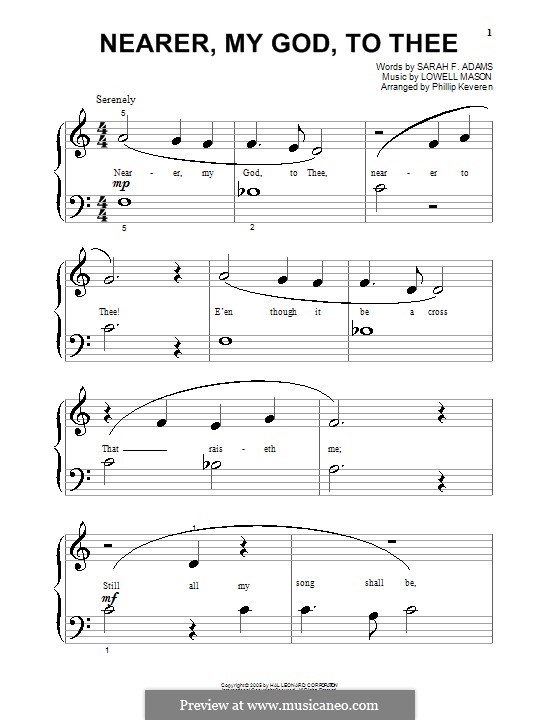 Nearer, My God, To Thee (Printable scores): Para Piano by Lowell Mason