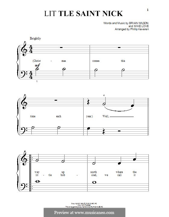 Little Saint Nick (The Beach Boys): para piano (versão facil) by Brian Wilson, Mike Love