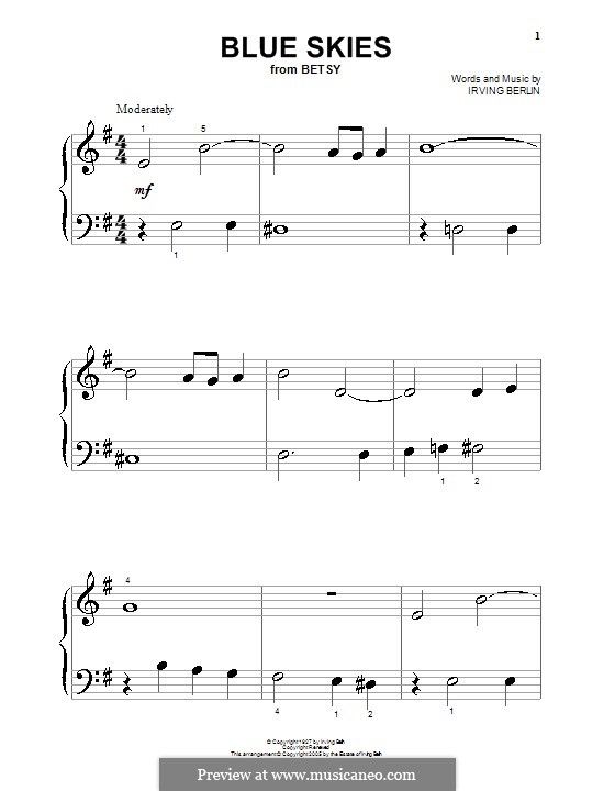 Blue Skies: para piano (versão facil) by Irving Berlin