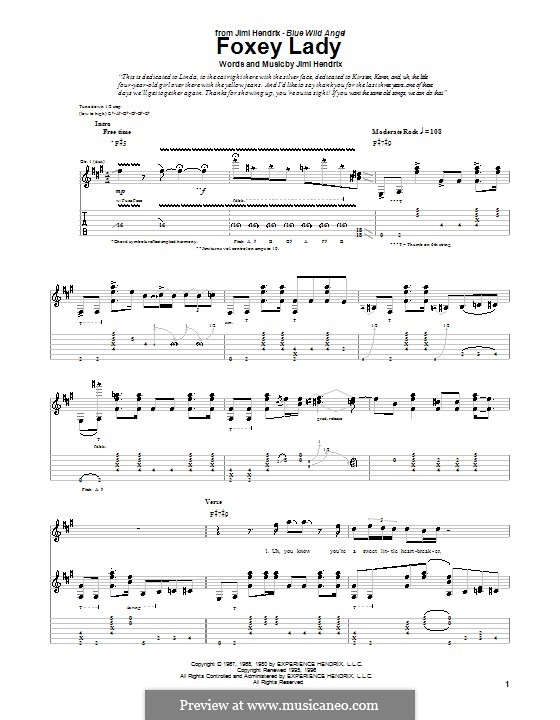 Foxy Lady por J. Hendrix - Partituras on músicaNeo