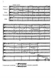 Adagio molto for String Quartet and Harp, TH 158: partitura completa by Pyotr Tchaikovsky