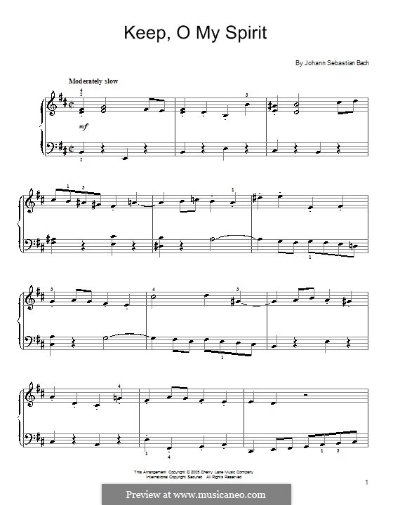 No.31 Schließe, mein Herze (Keep, O My Spirit): Para Piano by Johann Sebastian Bach