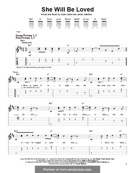 She Will Be Loved (Maroon 5): Para guitarra (versão facil) by Adam Levine, James Valentine