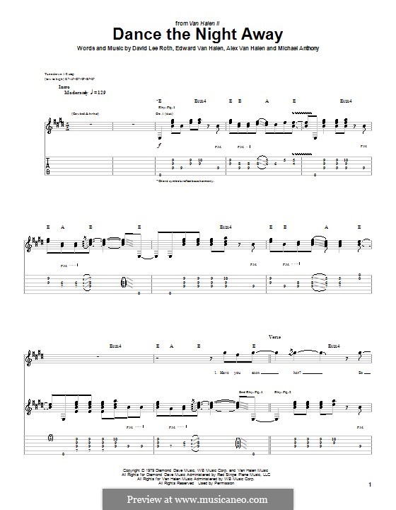 Dance the Night Away (Van Halen): Para guitarra com guia by Alex Van Halen, Edward Van Halen, Michael Anthony