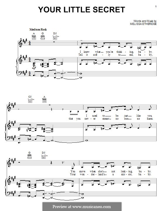 Your Little Secret: Para vocais e piano (ou Guitarra) by Melissa Etheridge