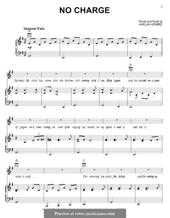 No Charge: Para vocais e piano (ou Guitarra) by Harlan Howard