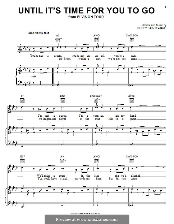 Until It's Time for You to Go: Para vocais e piano (ou Guitarra) by Buffy Sainte-Marie