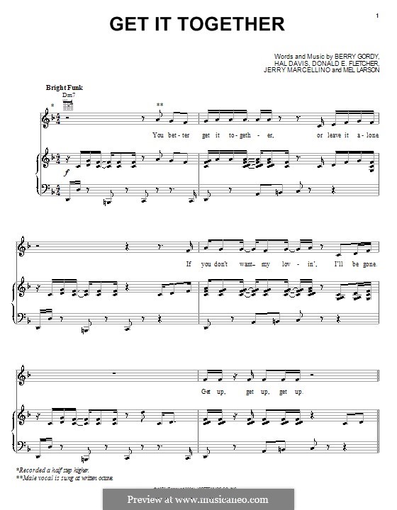 Get It Together (The Jackson 5): Para vocais e piano (ou Guitarra) by Berry Gordy, Donald E. Fletcher, Hal Davis, Jerry Marcellino, Mel Larson