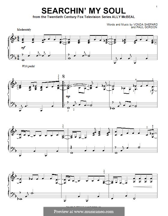 Searchin' My Soul (theme from Ally McBeal): Para Piano by Paul Gordon, Vonda Shepard